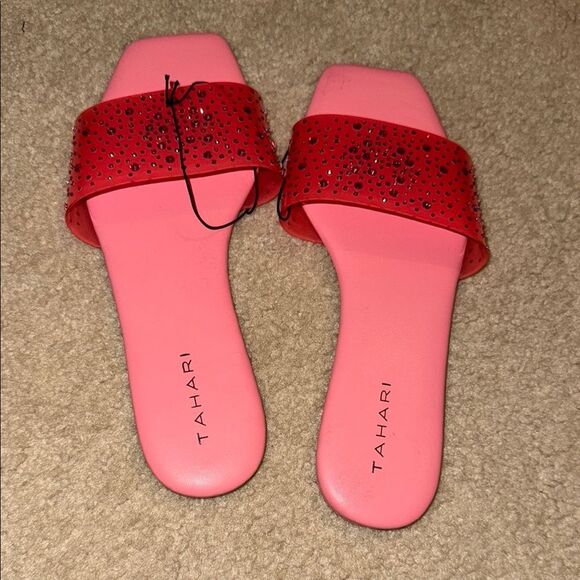 Tahari Pink Sparkly Slide Sandals size 8 NWOB - Picture 1 of 6